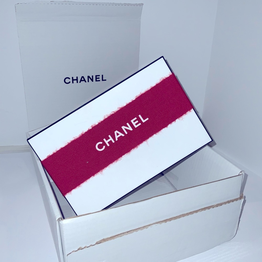 Chanel Empty Gift Box White and Black 8.75x5.5x3 + Blank Gift Card + Extras